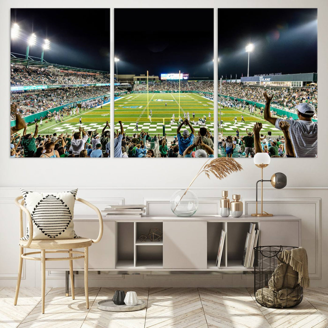 The Tulane University Green Wave Football Team Print - New Orleans Yulman Stadium Wall Art Canvas Print