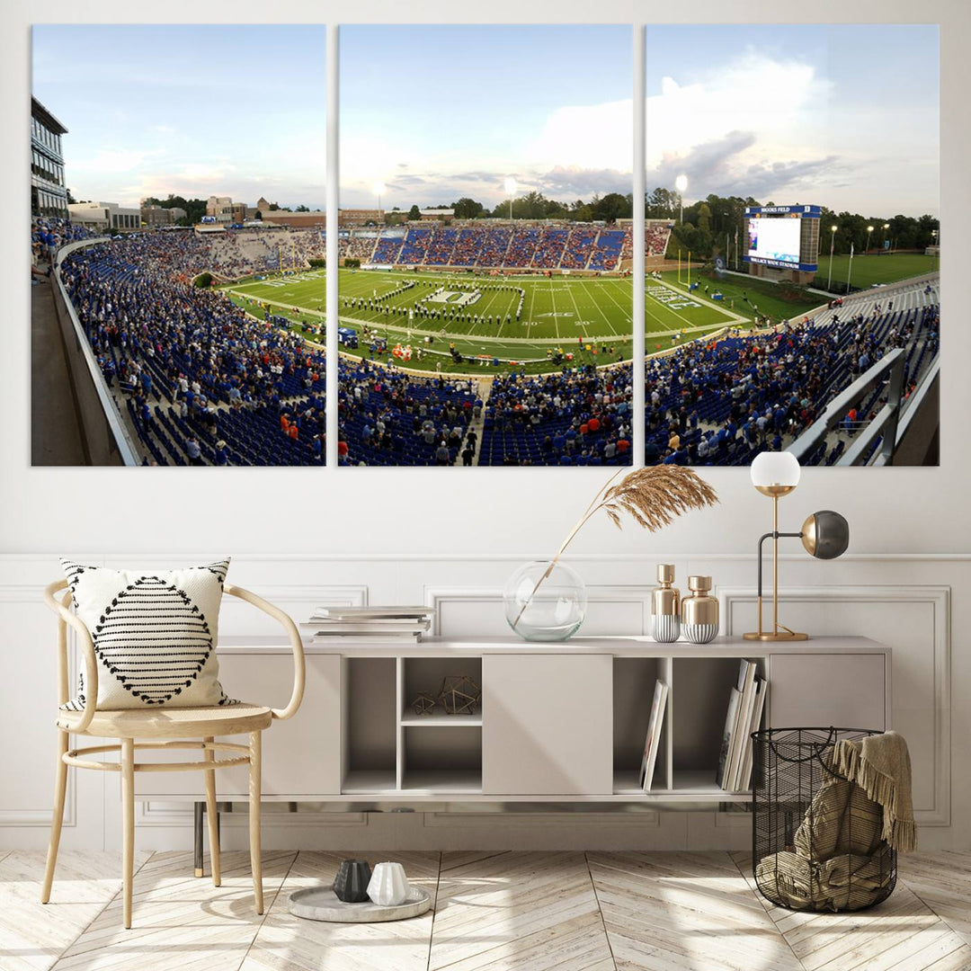 The Duke University Blue Devils Football Team Print - Durham Wallace Wade Stadium Wall Art Canvas Print