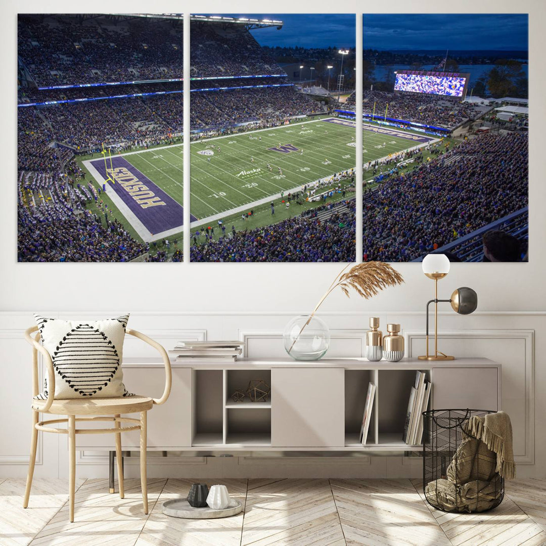 The University of Washington Huskies Football Team Print - Seattle Husky Stadium Wall Art Canvas Print