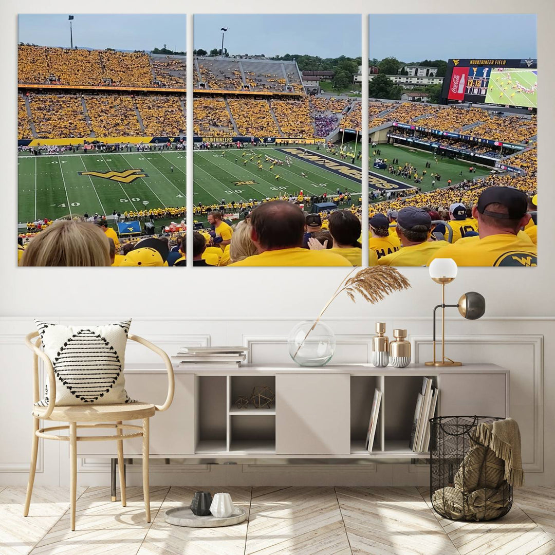 West Virginia University Mountaineers Football Team Print - Milan Puskar Stadium Canvas Print Wall Art, Morgantown Print