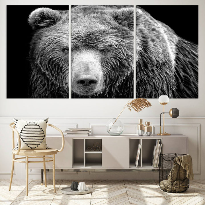 Grizzly Bear Canvas Print | Ready to Hang Wall Art | Rustic Farmhouse & Cabin Decor | Wildlife Artwork