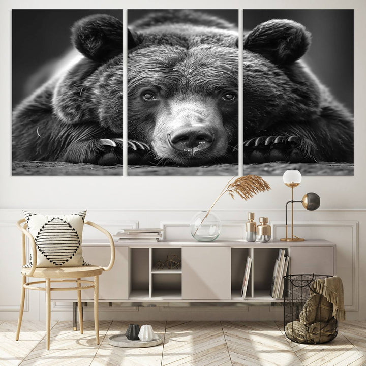 Resting Grizzly Bear Canvas Print | Ready to Hang Wall Art | Rustic Cabin & Farmhouse Decor | Wildlife Art