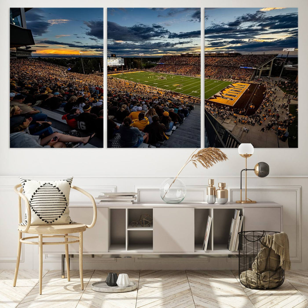 Cowboy Football War Memorial Stadium Wall Art | Ready to Hang Canvas Print of College Football Stadium at Sunset | Perfect for Sports Fans and Football Enthusiasts