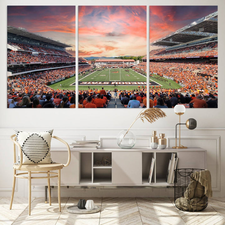 Oregon State Beavers Football Team Print - Corvallis Reser Stadium Wall Art Canvas Print