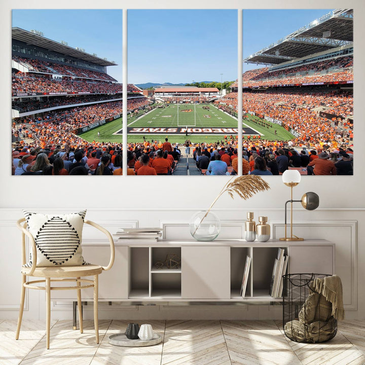 Oregon State Beavers Football Team Print - Corvallis Reser Stadium Wall Art Canvas Print