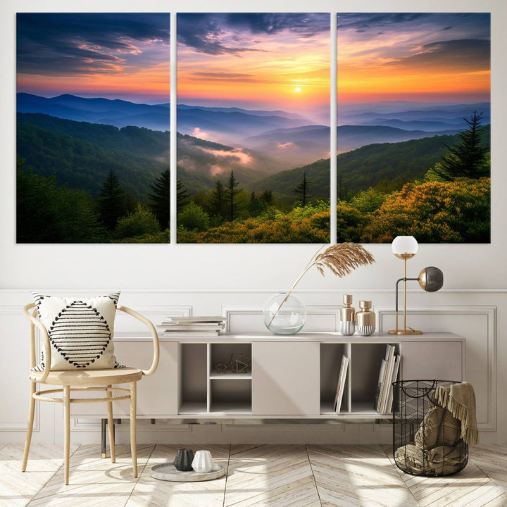 Majestic Mountain Sunrise Landscape Wall Art | Canvas Print Ready to Hang | Perfect for Farmhouse Wall Decor, Cabin Wall Art, Nature Lover’s Retreat