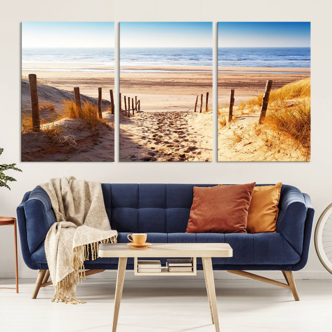 Serene Beach Path Canvas Art, Giclee Canvas Print with Gallery Wrap, Coastal Sand Dunes Wall Art Featuring Canon Print Quality