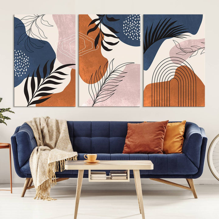 Boho Wall Art Canvas Print Set Mid-Century Prints Boho Wall Artwork Prints Boho Neutre