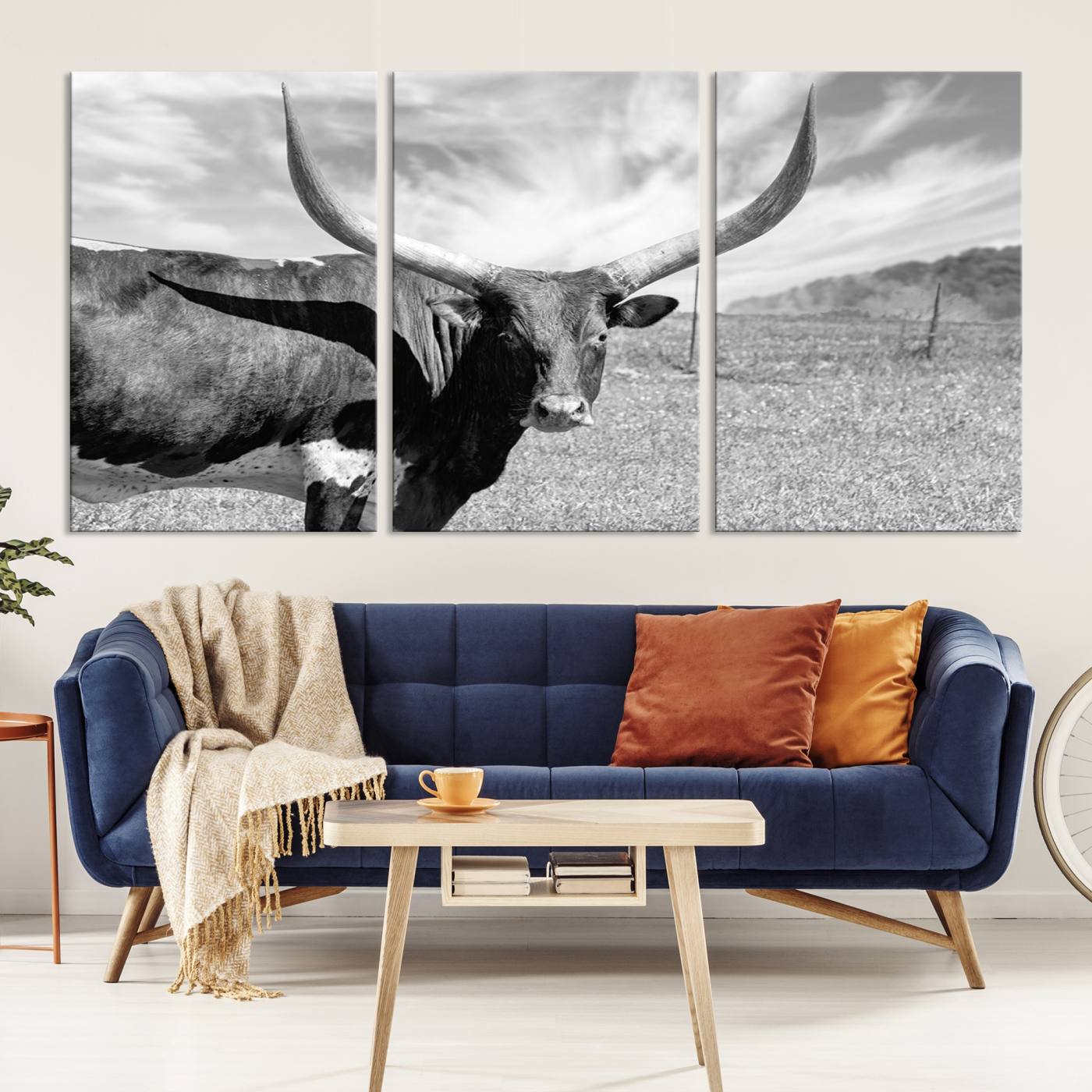30017-MGV-CV-36X24-Cattle Wall Art Longhorn Cow Canvas Print
