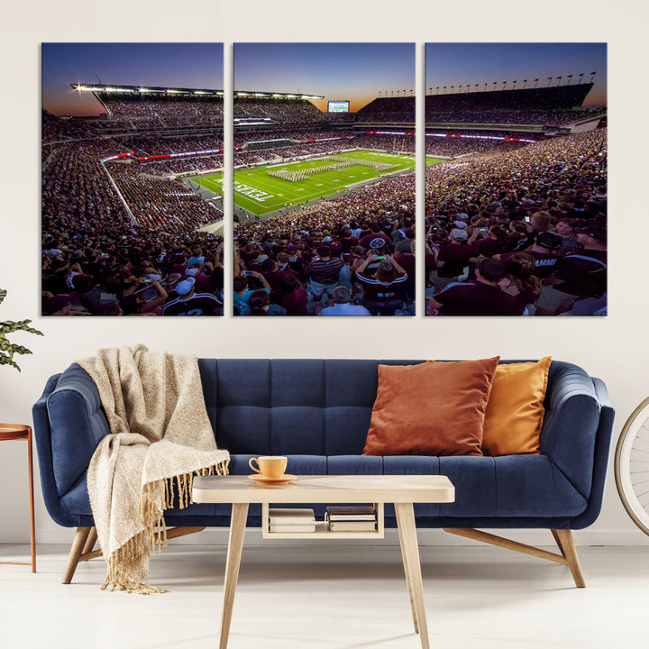 Texas A&M University Aggies Football Team Print - College Station Kyle Field Stadium Wall Art Canvas Print