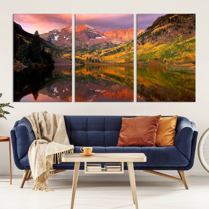 Colorado Rockies Mountain Sunset Wall Art | Ready to Hang and Framed | Scenic Nature Landscape Canvas Print