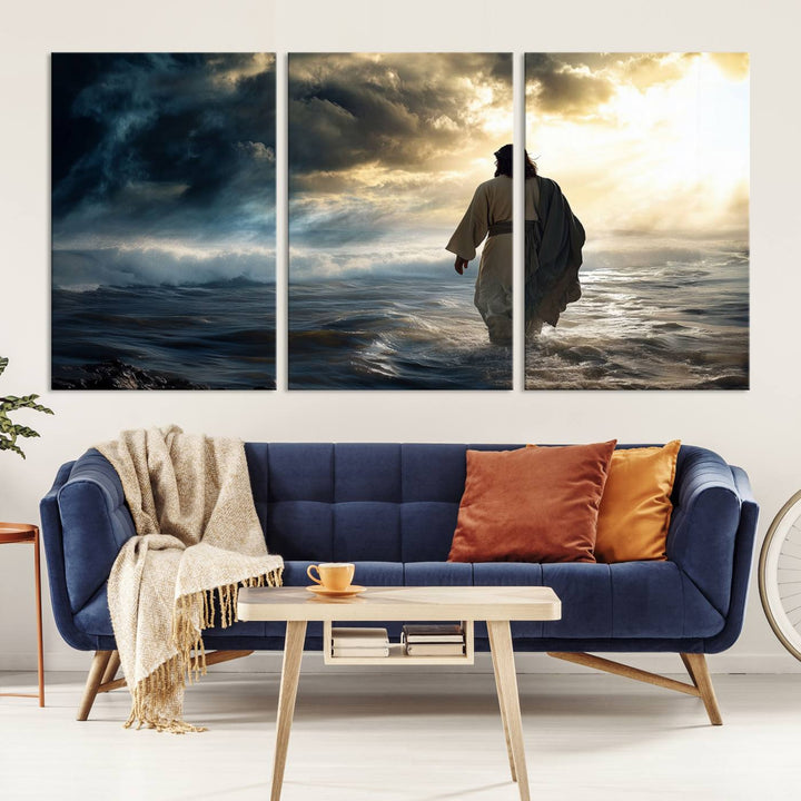 Jesus Walking on Water Wall Art | Canvas Print | Ready to Hang | Christian Home Decor | Spiritual Faith Wall Art | Inspirational Religious Wall Decor