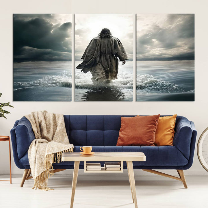 Jesus Walking on Water Wall Art | Canvas Print | Ready to Hang | Christian Home Decor | Spiritual Faith Wall Art | Inspirational Religious Wall Decor