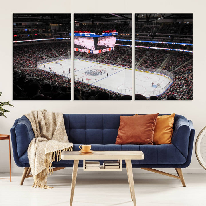 Rogers Place Edmonton Oilers Ice Hockey Stadium Wall Art Canvas Print