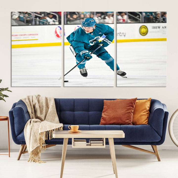 San Jose SharksIce Hockey Player Wall Art Canvas Print