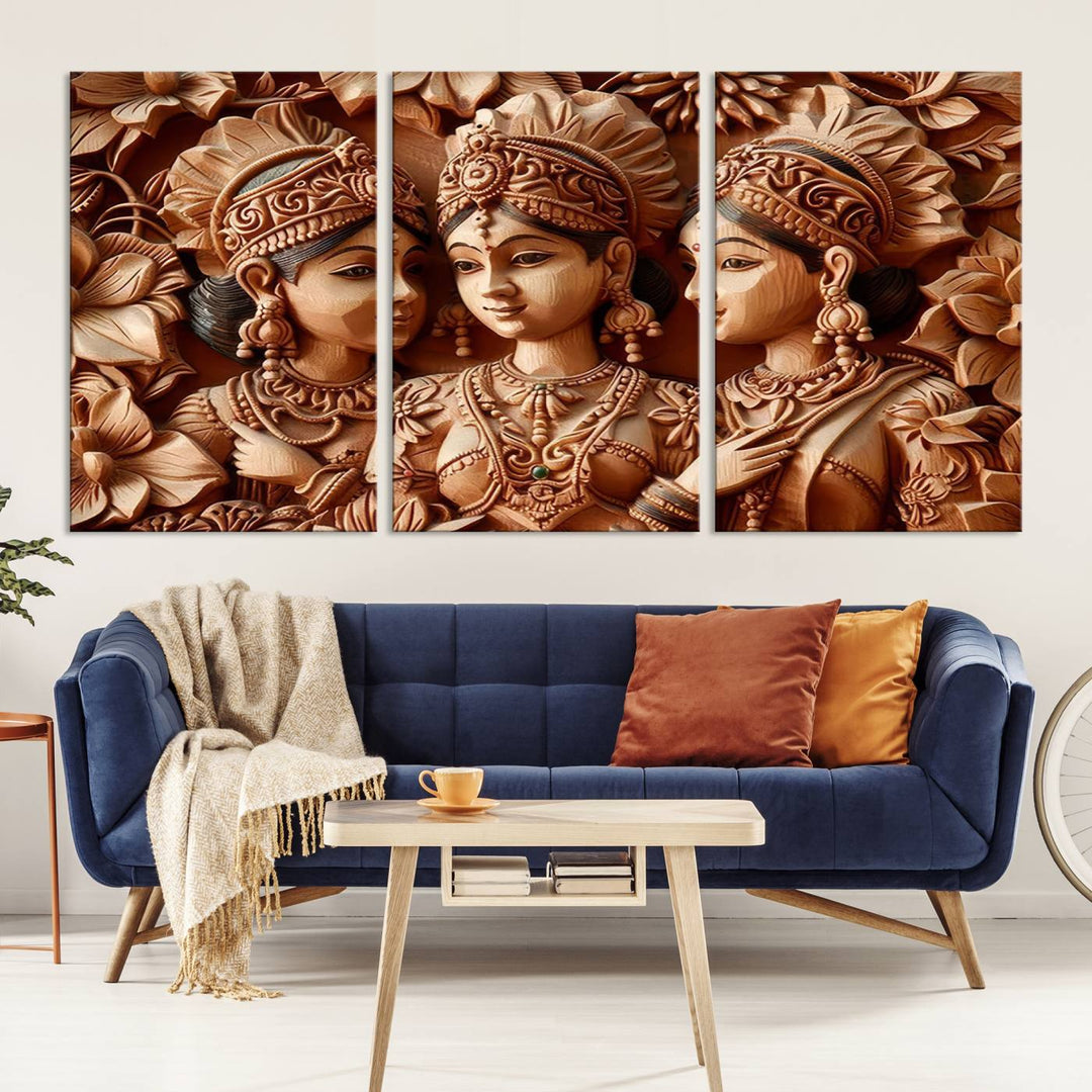 Indian Woman Statue Wall Art Canvas Print