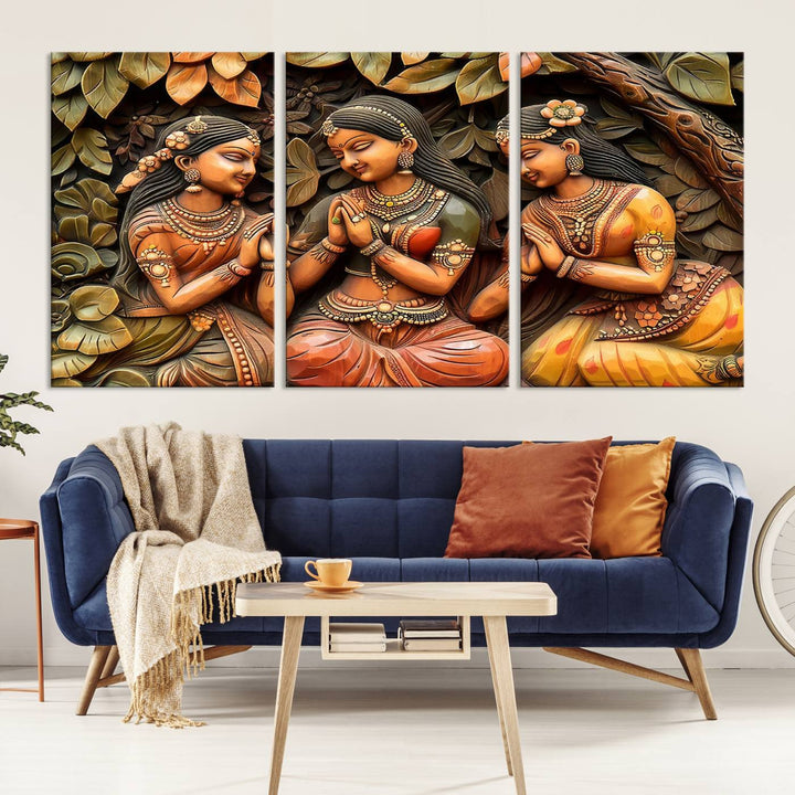 Indian Woman Statue Wall Art Canvas Print