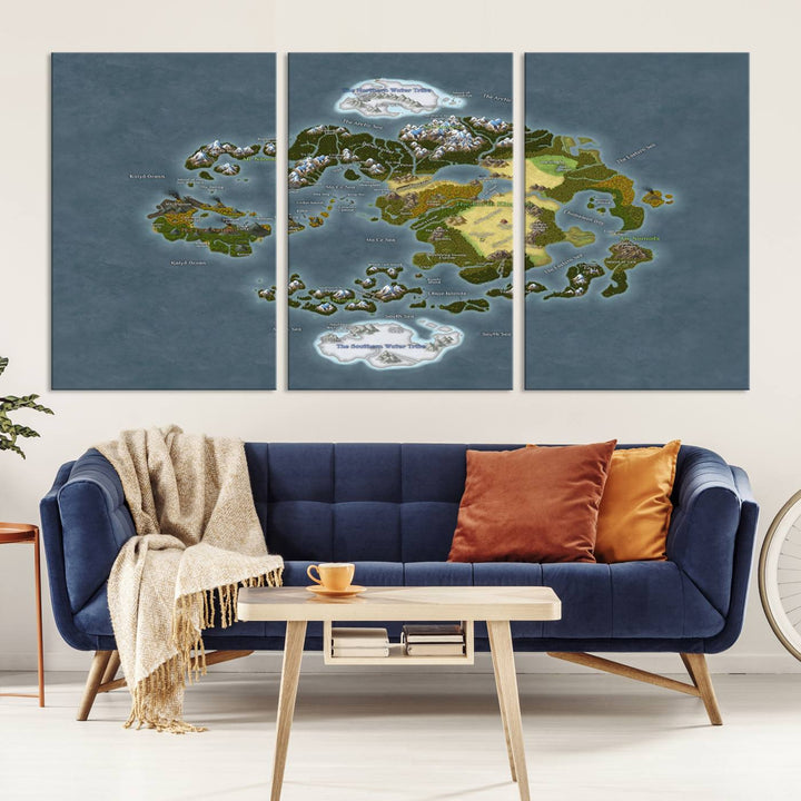 Last Air Bender Avatar World Map Wall Art Canvas Print