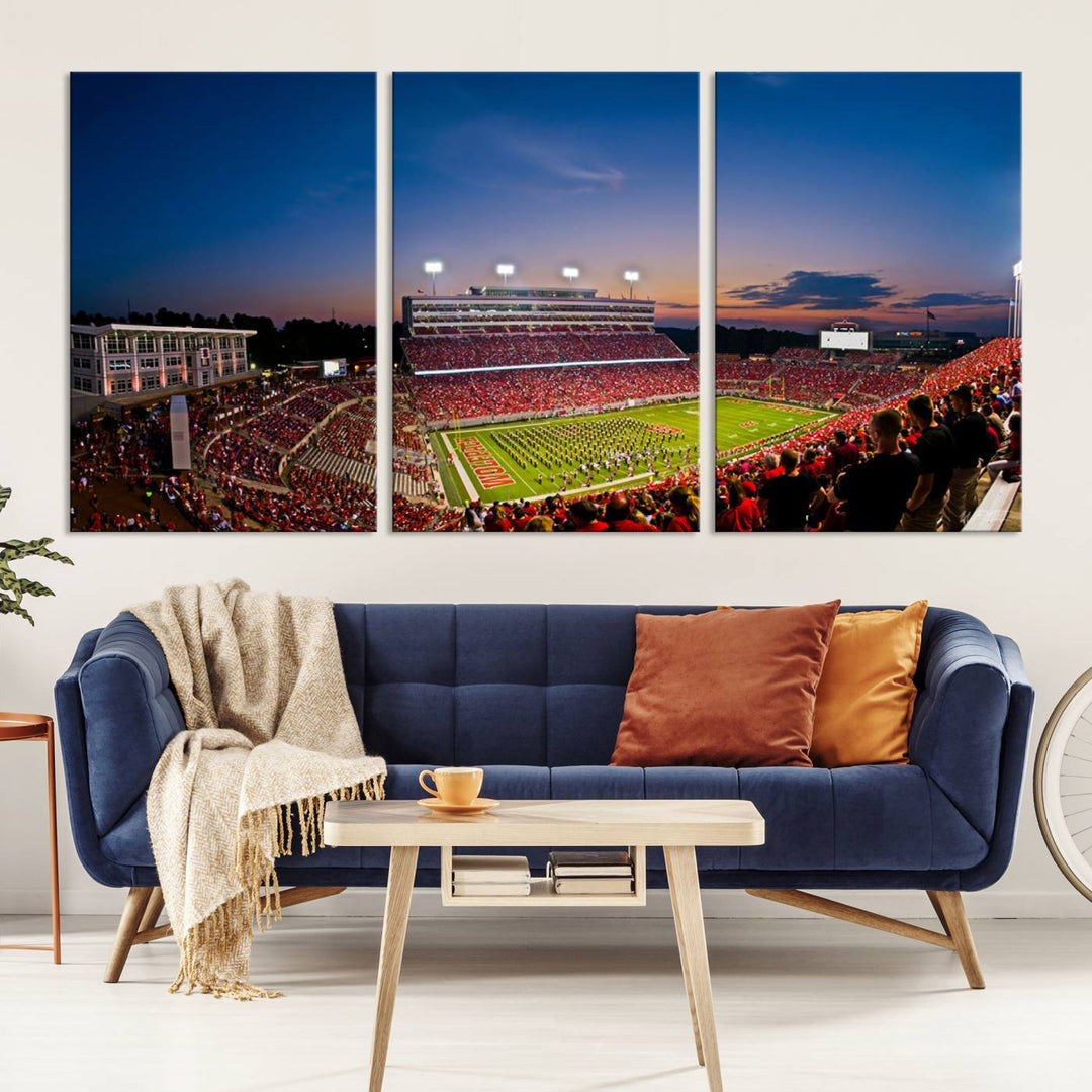 NC State Wolfpack Football Team Print - Raleigh Carter-Finley Stadium Wall Art Canvas Print