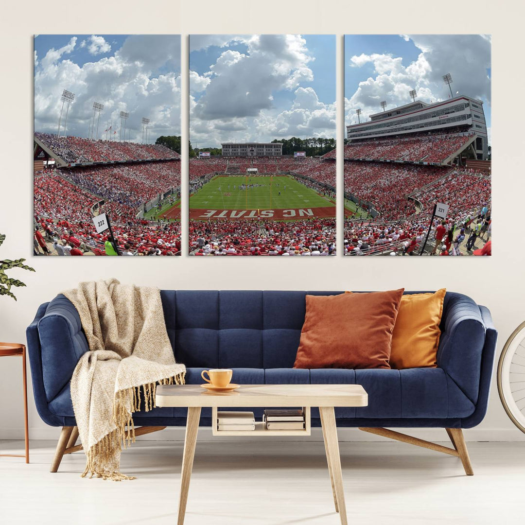 NC State Wolfpack Football Team Print - Raleigh Carter-Finley Stadium Wall Art Canvas Print