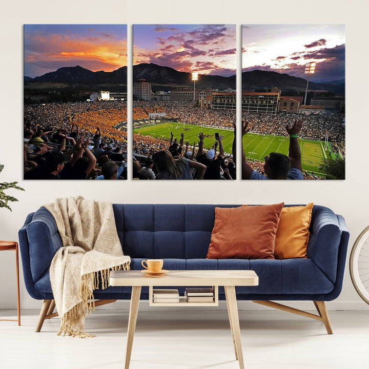 Colorado Buffaloes Football Team Print - Boulder Folsom Field Stadium Wall Art Canvas Print