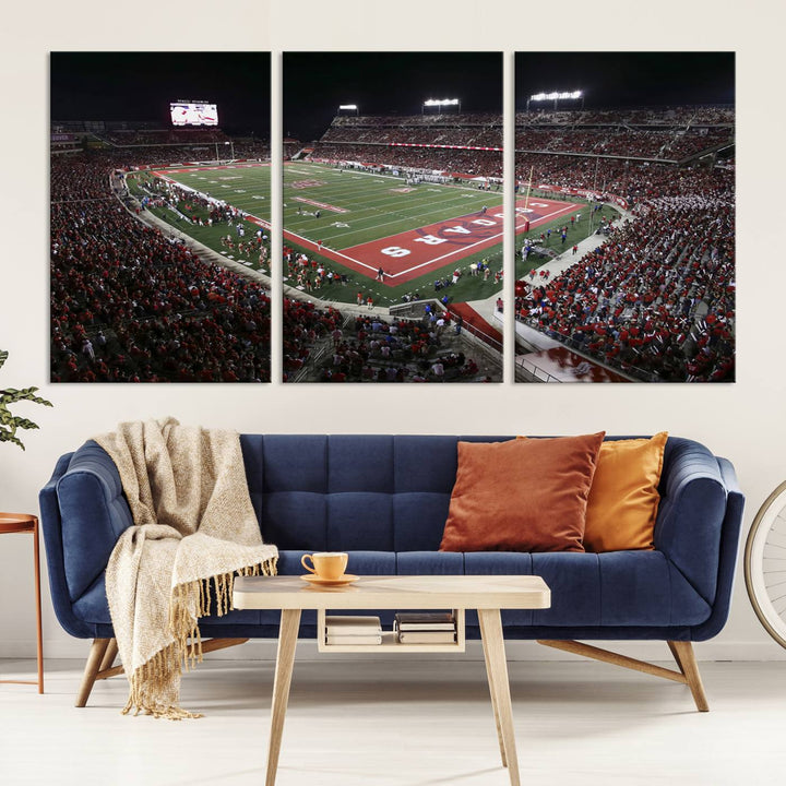 Houston Cougars Football Team Print - Houston TDECU Stadium Wall Art Canvas Print