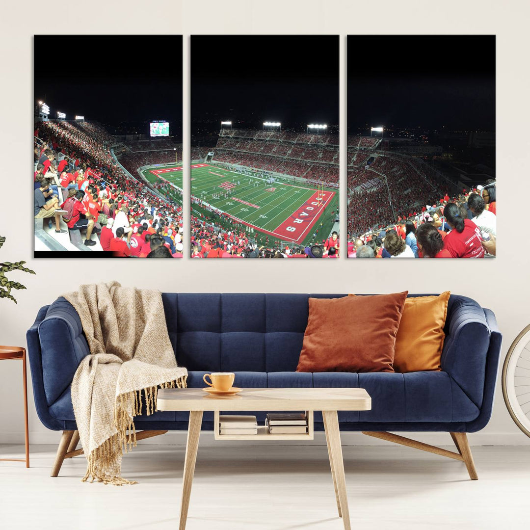 Houston Cougars Football Team Print - Houston TDECU Stadium Wall Art Canvas Print