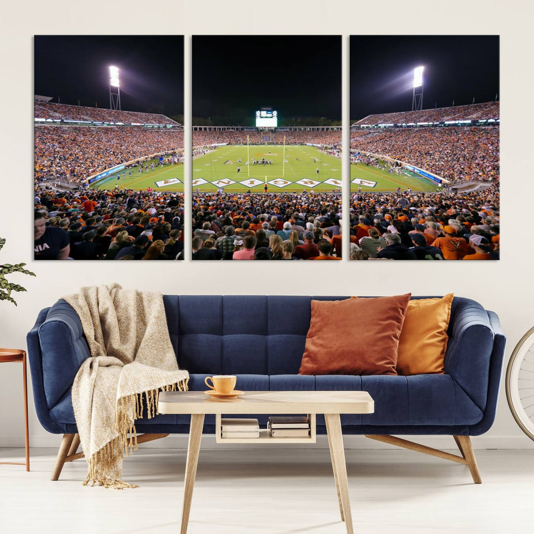 Virginia Cavaliers Football Team Print - Charlottesville Scott Stadium Wall Art Canvas Print