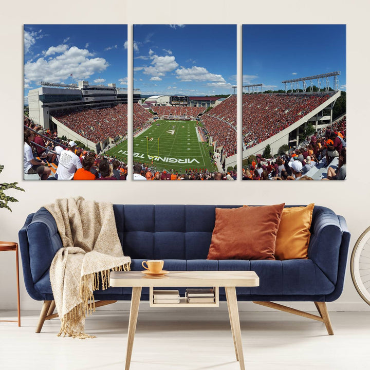 Virginia Tech Hokies Football Team Print - Blacksburg Lane Stadium Wall Art Canvas Print