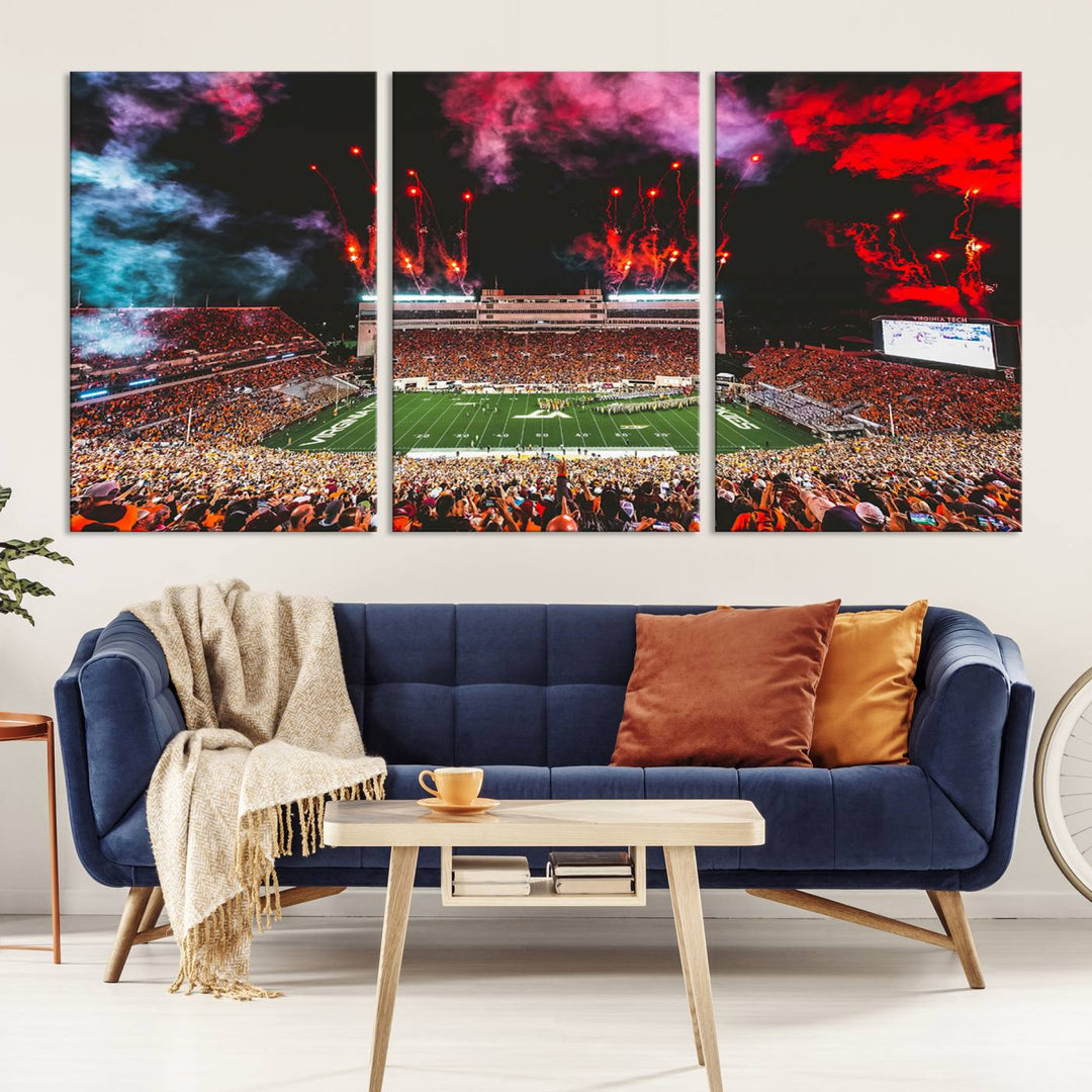 Virginia Tech Hokies Football Team Print - Blacksburg Lane Stadium Wall Art Canvas Print