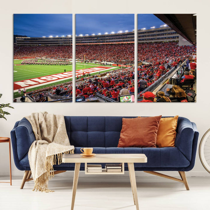 Wisconsin Badgers Football Team Print - Madison Camp Randall Stadium Wall Art Canvas Print