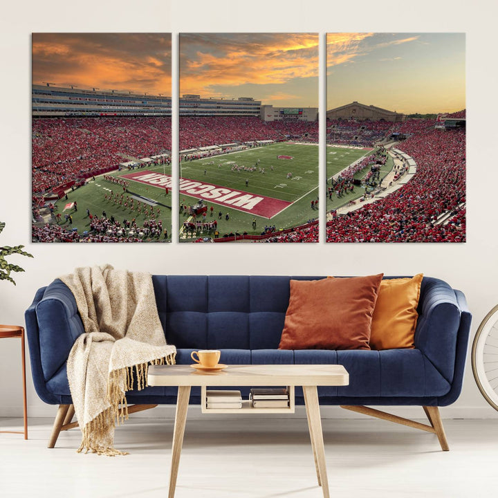 Wisconsin Badgers Football Team Print - Madison Camp Randall Stadium Wall Art Canvas Print