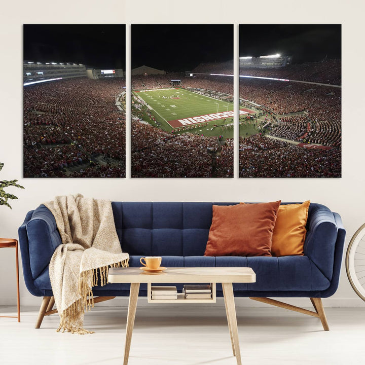 Wisconsin Badgers Football Team Print - Madison Camp Randall Stadium Wall Art Canvas Print