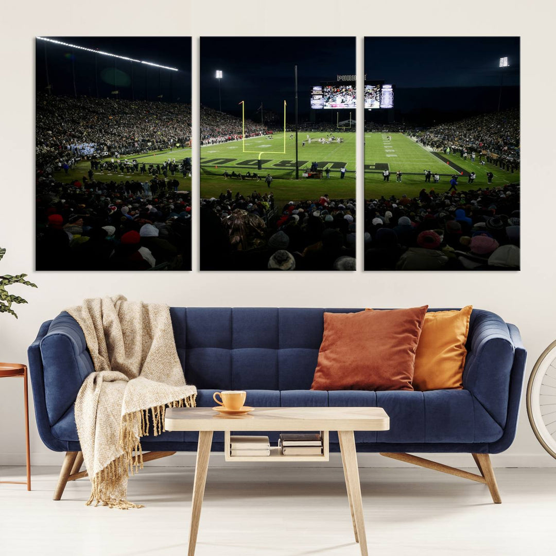 Purdue Boilermakers Football Team Print - West Lafayette Ross–Ade Stadium Wall Art Canvas Print