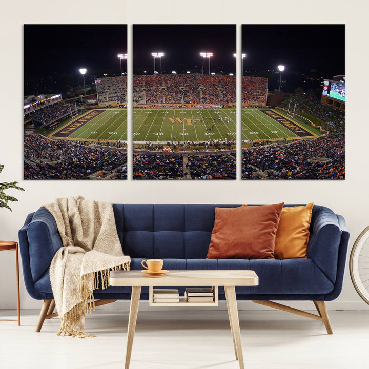 Demon Deacons Football Team Print - Winston-Salem Allegacy Federal Credit Union Stadium Wall Art Canvas Print