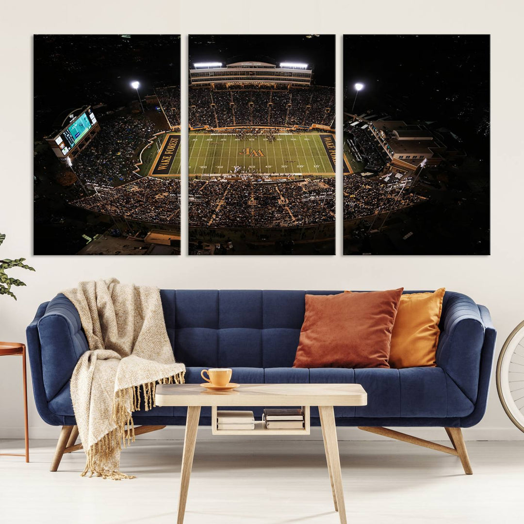 Wake Forest University Demon Deacons Football Team Print - Winston-Salem Allegacy Federal Credit Union Stadium Wall Art Canvas Print