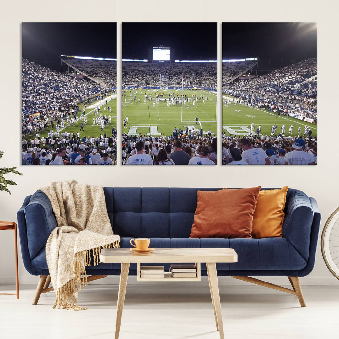 Brigham Young University Cougars Football Team Print - Provo LaVell Edwards Stadium Wall Art Canvas Print.