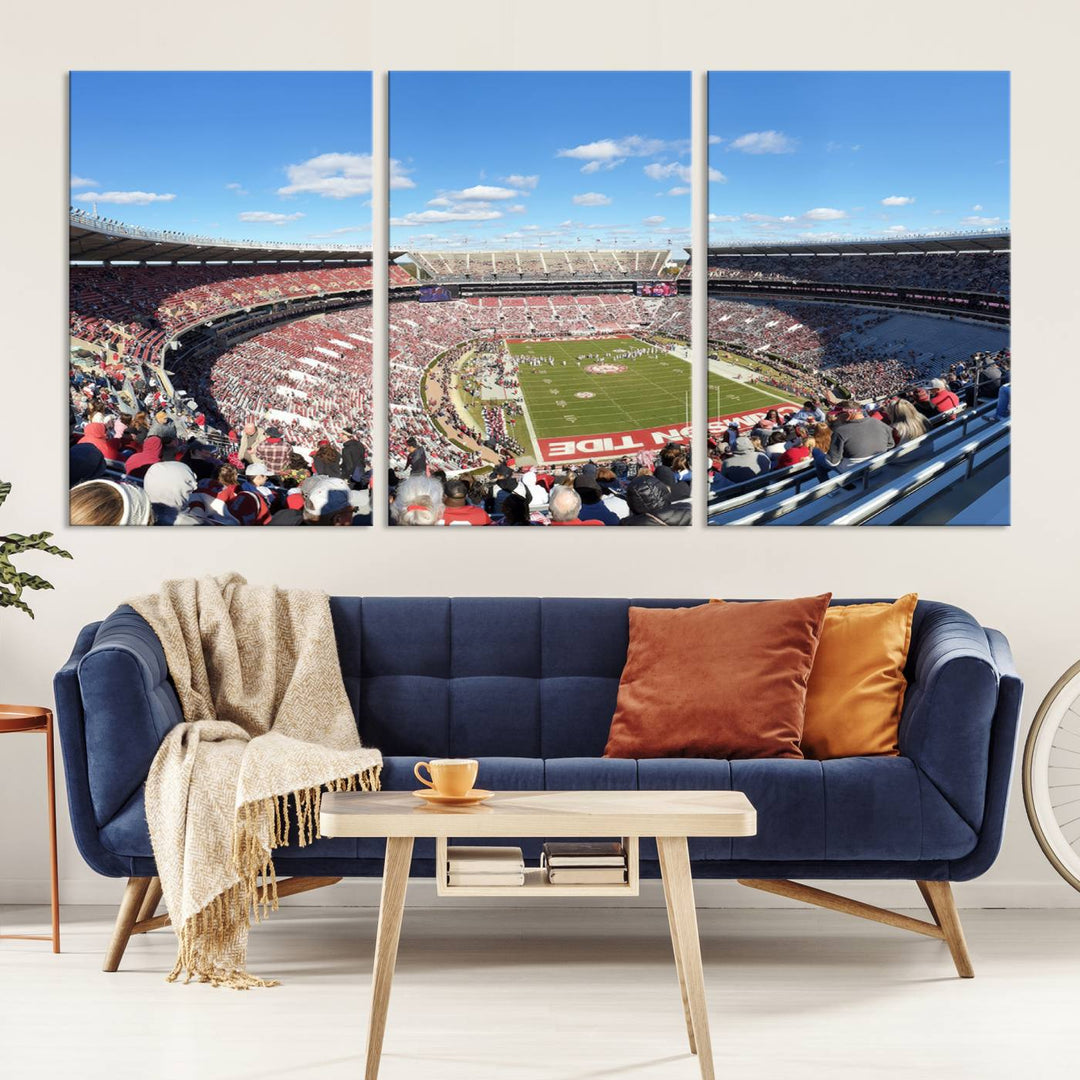 University of Alabama Crimson Tide Football Team Print - Tuscaloosa Bryant-Denny Stadium Wall Art Canvas Print