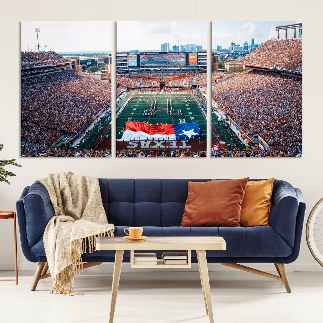 University of Texas Longhorns Football Team Canvas Print - Austin Darrell K Royal-Texas Memorial Stadium Wall Art Canvas Print