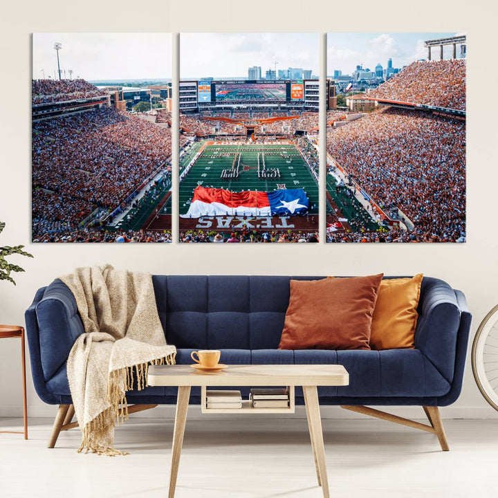 University of Texas Longhorns Football Team Canvas Print - Austin Darrell K Royal-Texas Memorial Stadium Wall Art Canvas Print