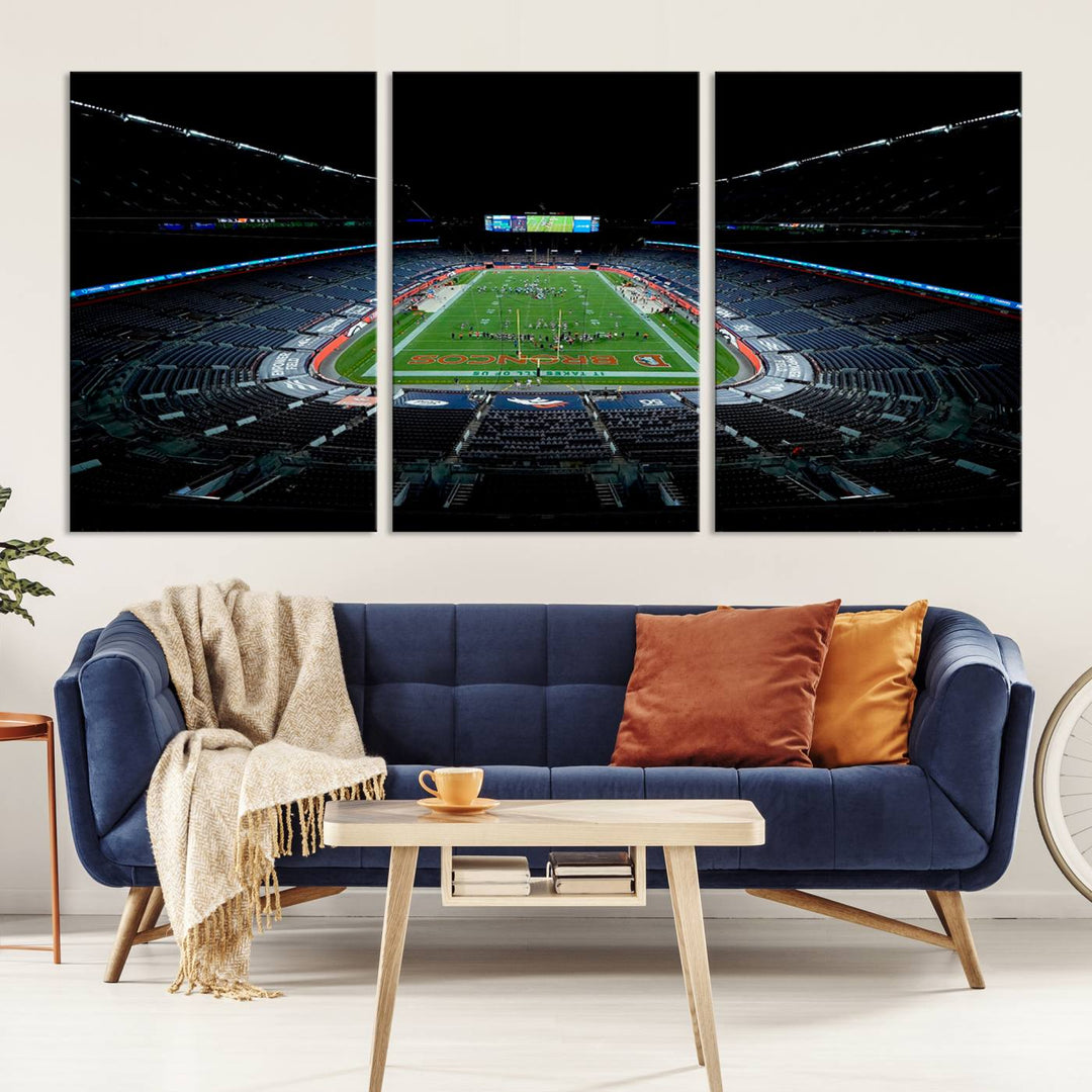 Denver Broncos Football Team Print - Denver Empower Field at Mile High Stadium Wall Art Canvas Print