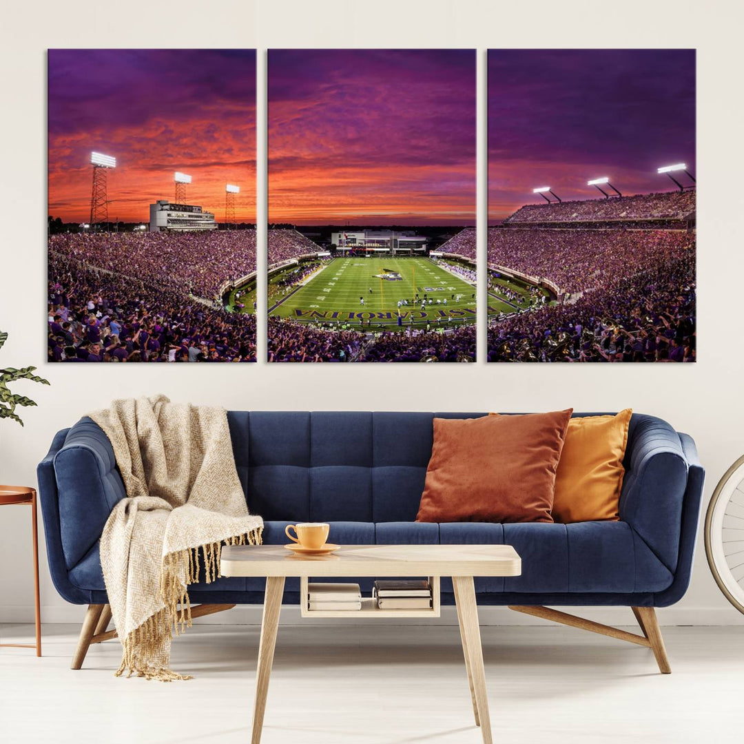 East Carolina University Pirates Football Team Print - Greenville Dowdy-Ficklen Stadium Wall Art Canvas Print