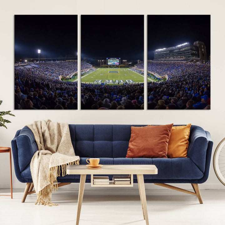 Duke University Blue Devils Football Team Print - Durham Wallace Wade Stadium Wall Art Canvas Print