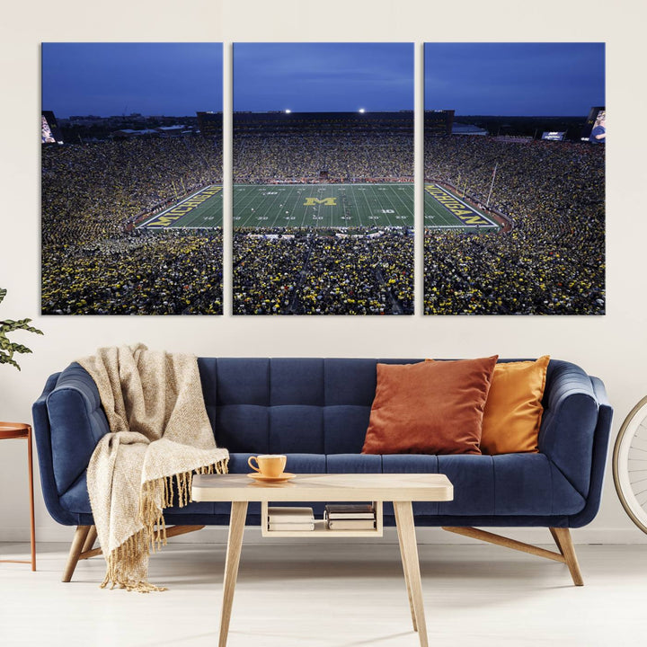 University of Michigan Wolverines Football Team Print - Ann Arbor Michigan Stadium Wall Art Canvas Print