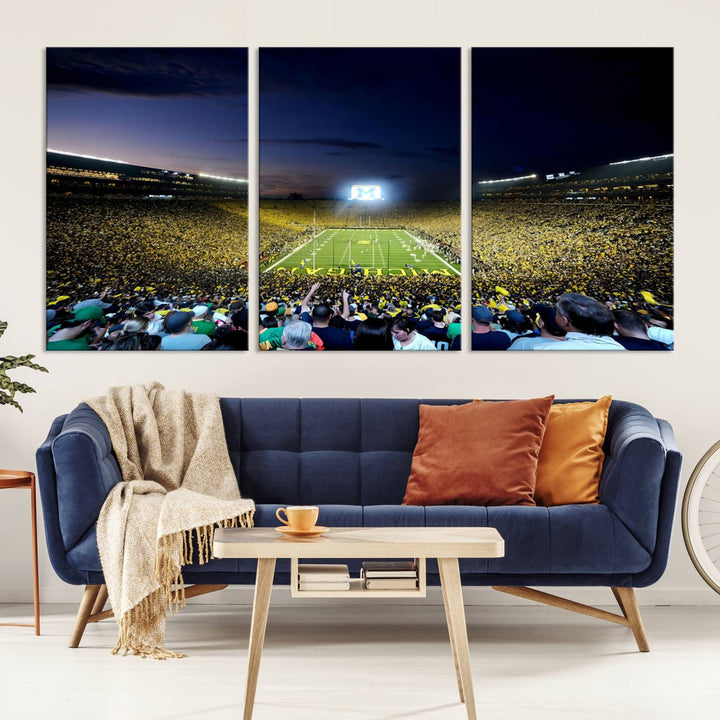 University of Michigan Wolverines Football Team Print - Ann Arbor Michigan Stadium Wall Art Canvas Print