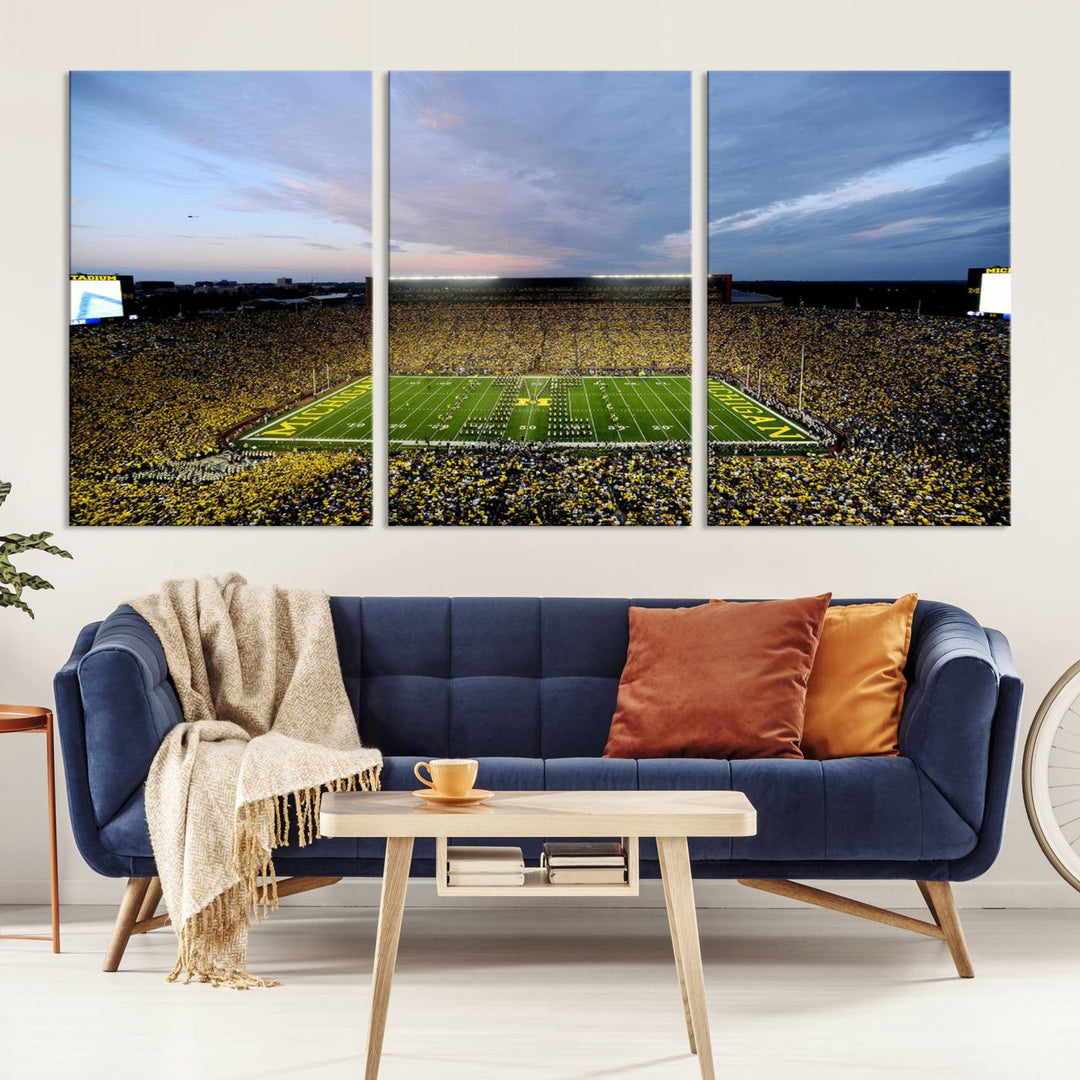 University of Michigan Wolverines Football Team Print - Ann Arbor Michigan Stadium Wall Art Canvas Print