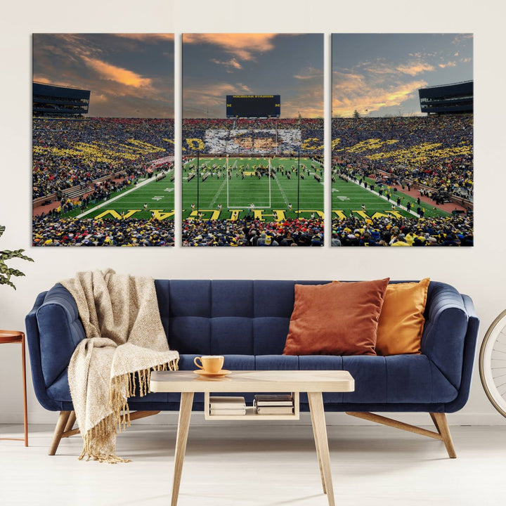 University of Michigan Wolverines Football Team Print - Ann Arbor Michigan Stadium Wall Art Canvas Print