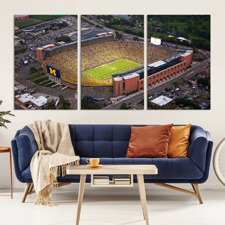 University of Michigan Wolverines Football Team Print - Ann Arbor Michigan Stadium Wall Art Canvas Print