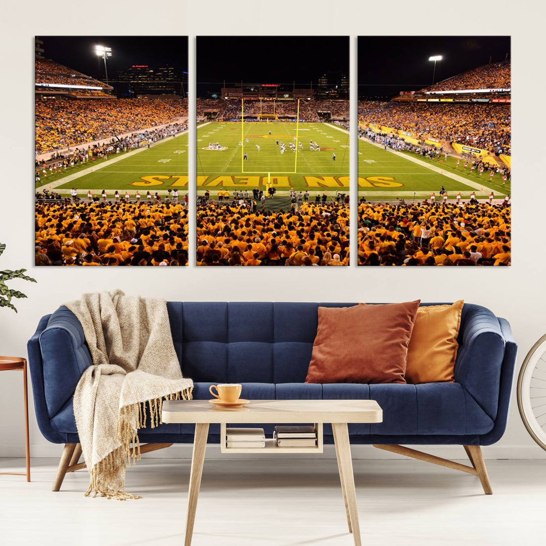 ASU Sun Devils Football Team Print - Phoenix Mountain America Stadium Wall Art Canvas Print