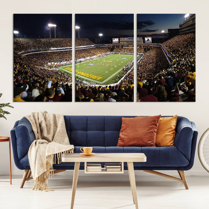 ASU Sun Devils Football Team Print - Phoenix Mountain America Stadium Wall Art Canvas Print